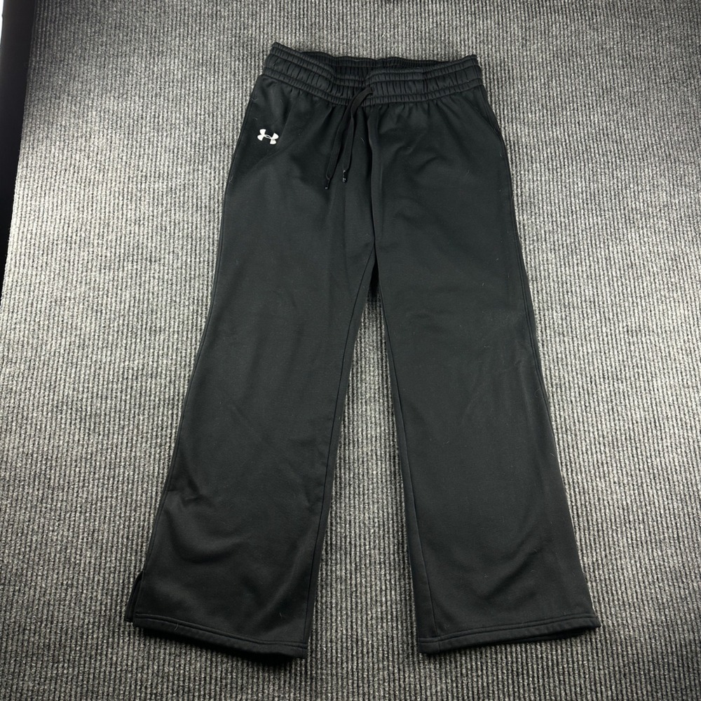 Under Armour Mens Semi-Fitted Fleece Sweatpants Black Straight Leg Drawstring M